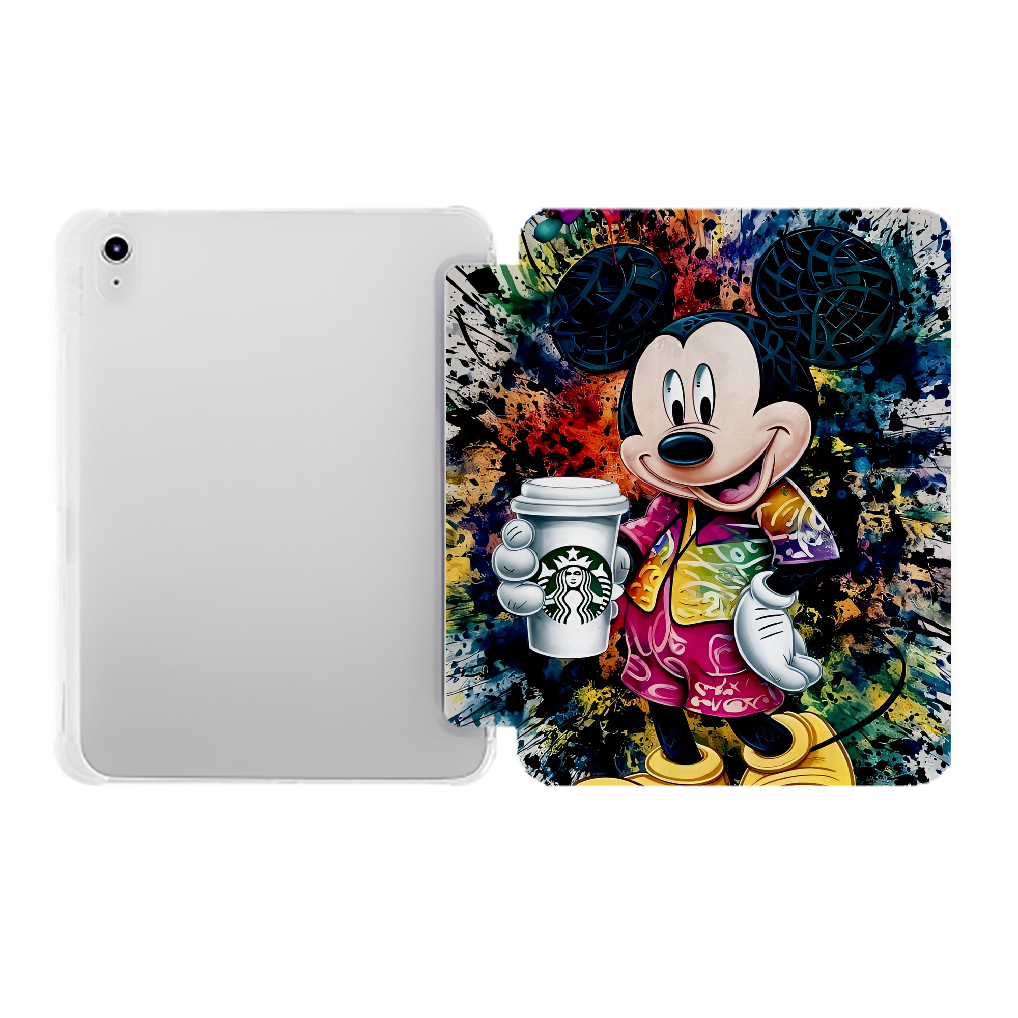 （画像用） ミッキーマウス Mickey Mouse IPad ケース ペン収納付き 三つ折りスタンド PUレザー×シリコン 対応機種9.5/10.5/10.9インチ